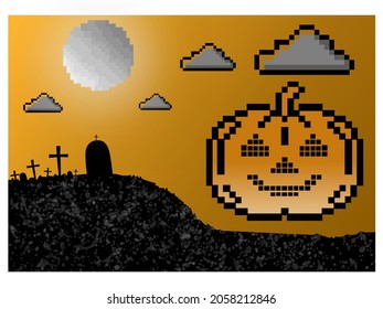 Vector de línea de píxeles de Halloween