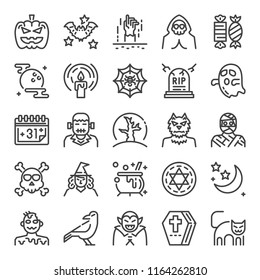 halloween pixel perfect icons, vector editable stroke (48x48)