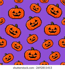 Halloween Pixel nahtlose Muster-Illustration lila-2