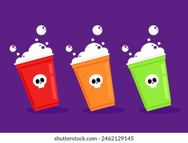 Taza plástica de la fiesta de Halloween, diseño del material. Vector de la taza de cerveza de Halloween.