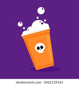 Taza plástica de la fiesta de Halloween, diseño del material. Vector de la taza de cerveza de Halloween.