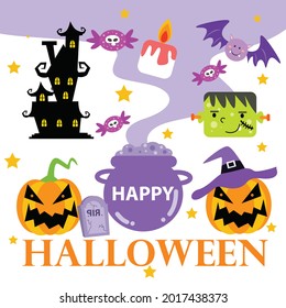 Halloween poison hand drawn Doodle cartoon set of objects and symbols