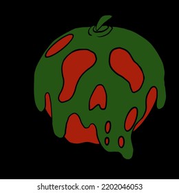 Halloween poisoned red apple illustration background dark