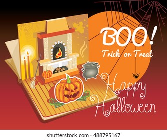 Halloween pop-up book. Vector Illustration of a Halloween Background