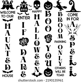 Halloween Porch Sign Bundle, Halloween Welcome Sign Funny Printable Vector Illustration