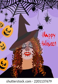 Halloween. Portrait of young beautiful girl with make-up