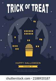 Halloween post with building on the hill.