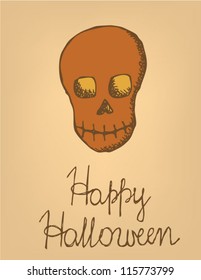 Halloween post card with scull