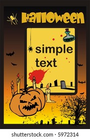 Halloween post card.This image is a vector illustration and can be scaled to any size without loss of resolution. This image will download as a .eps file.