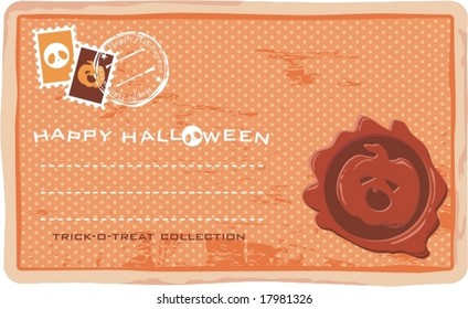 Halloween postcard with banner for your sample text