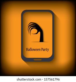 Halloween postcard design in a smartphone suitable for halloween cards, party invitations, etc.