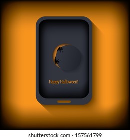 Halloween postcard design in a smartphone suitable for halloween cards, party invitations, etc.