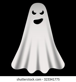 Halloween postcard in the form of a white ghost face. All isolated.
