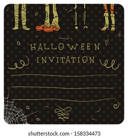 Halloween postcard invitation. Vector pattern for web page backgrounds, postcards, greeting cards, invitations, pattern fills, surface textures.