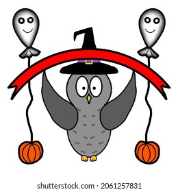 Halloween postcard with owl. Vector