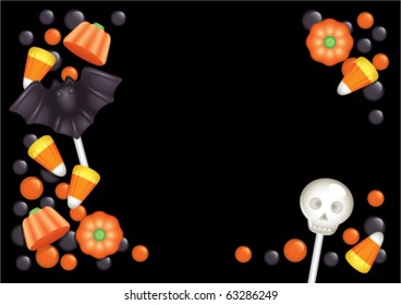 Halloween postcard with sweets, composing a frame for any text