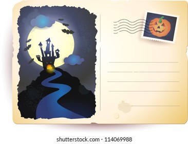 Halloween postcard, vector background