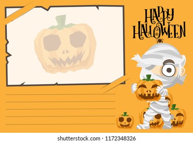 halloween postcard vector cute horror design , old paper on background Halloween day concept with copy space for text. cartoon illustration, Trick or Treat, letter from Spirit world.

