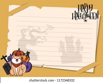halloween postcard vector cute horror design , old paper on background Halloween day concept with copy space for text. cartoon illustration, Trick or Treat, letter from Spirit world.
