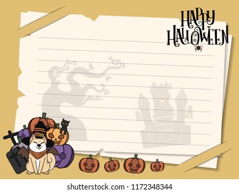 halloween postcard vector cute horror design , old paper on background Halloween day concept with copy space for text. cartoon illustration, Trick or Treat, letter from Spirit world.
