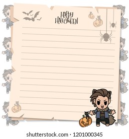 halloween postcard vector cute horror design , old paper on background Halloween day concept with copy space for text. cartoon illustration, Trick or Treat, letter from Spirit world.
