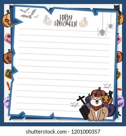 halloween postcard vector cute horror design , old paper on background Halloween day concept with copy space for text. cartoon illustration, Trick or Treat, letter from Spirit world.
