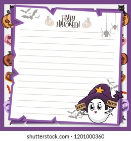 halloween postcard vector cute horror design , old paper on background Halloween day concept with copy space for text. cartoon illustration, Trick or Treat, letter from Spirit world.
