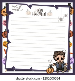 halloween postcard vector cute horror design , old paper on background Halloween day concept with copy space for text. cartoon illustration, Trick or Treat, letter from Spirit world.
