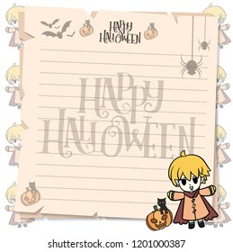 halloween postcard vector cute horror design , old paper on background Halloween day concept with copy space for text. cartoon illustration, Trick or Treat, letter from Spirit world.
