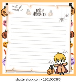 halloween postcard vector cute horror design , old paper on background Halloween day concept with copy space for text. cartoon illustration, Trick or Treat, letter from Spirit world.
