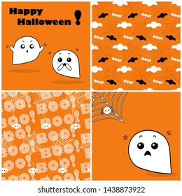 Halloween postcard. Vector. Ghost halloween card. Invitation.
