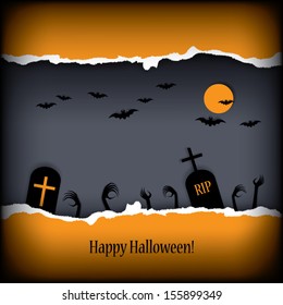 Halloween postcard vector illustration with scary theme and space for text