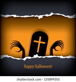 Halloween postcard vector illustration with scary theme and space for text