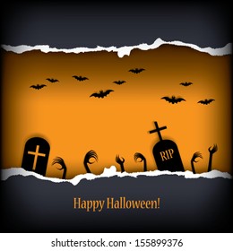 Halloween postcard vector illustration with scary theme and space for text