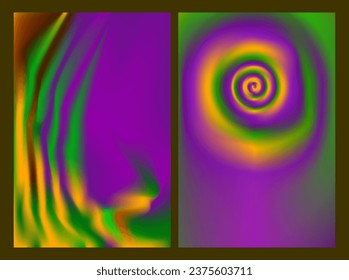 Halloween poster backgrounds, magical wizard abstract visuals, blurry purple orange and green vector gradient.