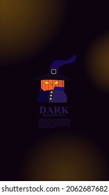 Afiche de Halloween con un personaje de diseño de calabaza de brujas malvadas en una cara sonriente. área de espacio de copia. EPS vectorial de diseño 10