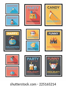 Halloween poster banner design flat background set, eps10
