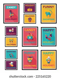 Halloween poster banner design flat background set, eps10
