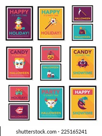 Halloween poster banner design flat background set, eps10