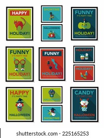 Halloween poster banner design flat background set, eps10