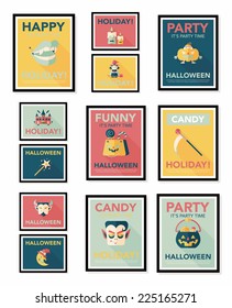 Halloween poster banner design flat background set, eps10