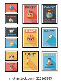 Halloween poster banner design flat background set, eps10