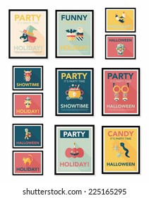 Halloween poster banner design flat background set, eps10