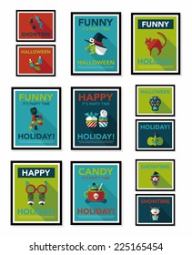 Halloween poster banner design flat background set, eps10