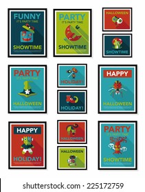 Halloween poster banner design flat background set, eps10