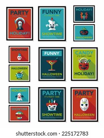 Halloween poster banner design flat background set, eps10