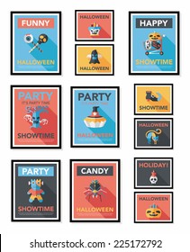 Halloween poster banner design flat background set, eps10