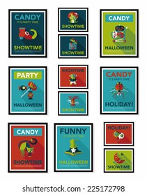 Halloween poster banner design flat background set, eps10