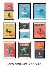 Halloween poster banner design flat background set, eps10