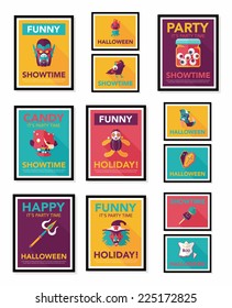 Halloween poster banner design flat background set, eps10